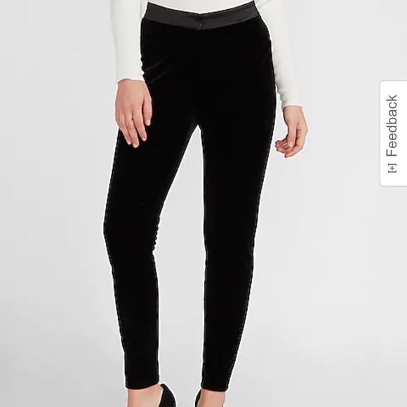 Express High Waisted Velvet Skinny Tuxedo Pant - Picture 1 of 5